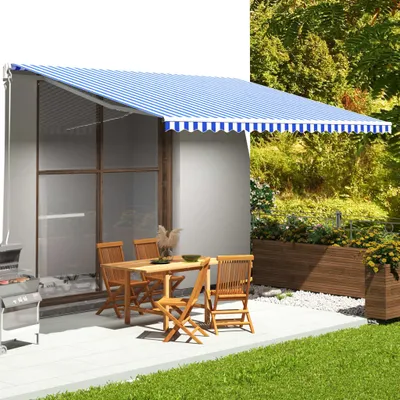 Immagine prodotto di The Living Store Tenda da sole blu e bianca 5x3,5 m