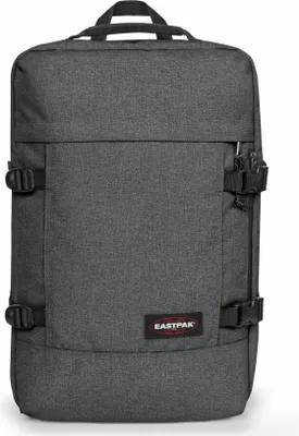 A studio shot of a dark gray backpack.