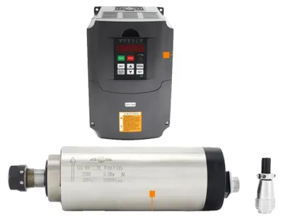 Zdjęcie produktu dla Wrzeciono CNC, 2,2 kW, chłodzone powietrzem, wysoka prędkość obrotowa, z napędem VFD, 220 V