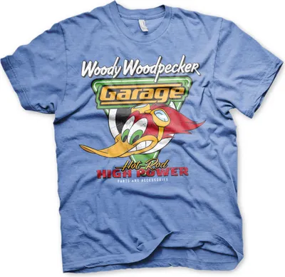 Produktbild von Woody Woodpecker Garage T-Shirt - X-Large - Blue-Heather