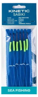 Produktbild von Kinetic Sabiki Red Perch #2/0 Green/Glow Rotbarsch System Rig Vorfach