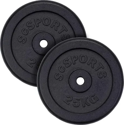 Produktbild von ScSPORTS® Hantelscheiben - Set, 50kg, 2x25 kg, Ø 30/31 mm, Gusseisen - Gewichtsscheiben, Hantelscheiben-Set, Hantelgewichte, Fitness Scheiben, Gussscheiben, Gewichte für Hantel, Langhantel
