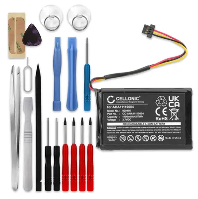 Produktbild von CELLONIC, Akku Navi kompatibel mit TomTom Go 510, Go 520, Go 500, GO 930, Go Basic 6, Go 520 WIFI, Via 62, 4FA50 (1100mAh, 3.7V) 1x + Werkzeug-Set 17tlg Ersatzakku AHA11110004, P5, P6