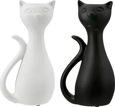 Obrázok produktu pre Gilde váza, "Cat", keramika, čierna, biela, , , d. 11 cm, š. 14,5 cm, v. 28 cm 2 kusy podľa obrázku 55426