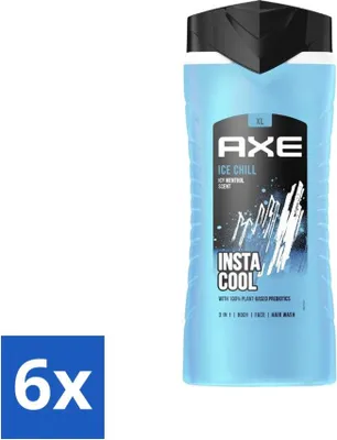 Productafbeelding van Ax XL – 3-in-1 douchegel – Ice Chill – Koelende menthol – Insta Cool – 400 ml - Voordeelverpakking - 6 stuks