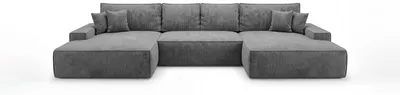 Produktbild von CORNERO Ecksofa mit schlaffunktion VERONA U-Form dunkelgrau Cord Poso 60 - Schlaffunktion, Bettkasten