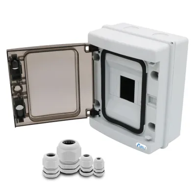 Produktbild von ARLI Sicherungskasten IP65 Aufputz 5 Module mit 40 Kabelverschraubungen M12 – M25 – Feuchtraum Verteiler Set