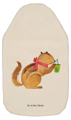 Produktbild von Mr. & Mrs. Panda Wärmflasche Eichhörnchen Smoothie - Weiß - Geschenk, Streifenhörnchen, Abnehmen, Diät, Wärmflaschen, Flauschige, wärmebeutel, Lustige Sprüche, mit Bezug