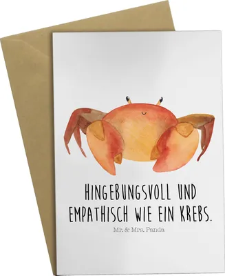 Produktbild von Mr. & Mrs. Panda Klappkarte Sternzeichen Krebs - Weiß - Geschenk, Meer, Krebse, Krabbe, einladungskarten, weihnachtskarten, osterkarten, Grußkarte, osterkarte, Meerestier