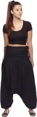 Produktbild von Haremshose "Jaya" für Damen - Pumphose im Aladin-Stil - Pluderhose für Sport & Freizeit, schwarz S/M