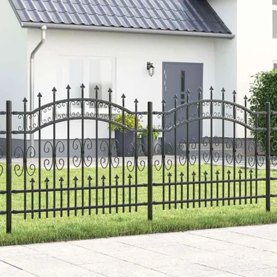 Zdjęcie produktu dla Maison Exclusive - Ogrodzenie ogrodowe KAMPEN, 240 x 140 cm, stal malowana proszkowo, kolor szary