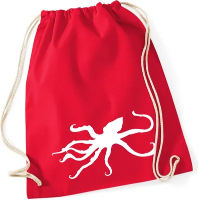 Produktbild von Huuraa Turnbeutel Oktopus Silhouette 12 Liter Classic Red Baumwolle Rucksack Geschenkidee