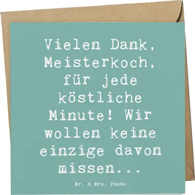 Produktbild von Mr. & Mrs. Panda Grußkarte Spruch Danke Koch - Meeresbrise - Geschenk, doppelkarte, Aufmerksamkeit, faltkarte, Glückwunschkarte, Bedanken, anlasskarte, Herz, Klappkarte