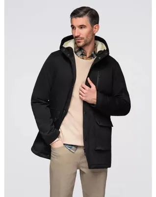 Immagine prodotto di Parka lungo da uomo con fodera in pelliccia - Nero M