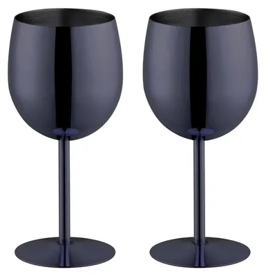 Produktbild von Set aus 2 weißen Weingläsern aus Edelstahl, 350 ml