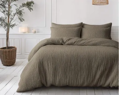 Zdjęcie produktu dla Kołdra Sleeptime Lazy z muszeliny, kolor taupe, 200 x 200 cm, w komplecie z poszewkami na poduszki
