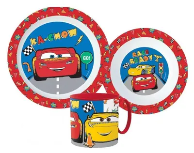 Produktbild von Disney Cars Lightning McQueen Kinder Geschirr-Set 3 tlg. Becher Teller Schüssel – Cars-03