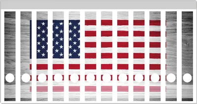 Produktbild von Wallario Ordnerrücken Sticker, selbstklebend für schmale Ordner, 12 Stück, Motiv USA Flagge auf Holz
