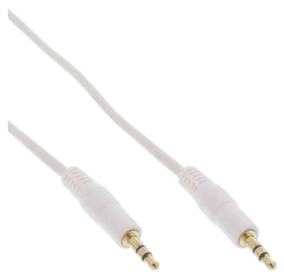 Produktbild von InLine Klinke Kabel, 3,5mm Stecker / Stecker, Stereo, weiß / gold, 2m, 3.5mm, Stecker, 3.5mm, Stecker, 2 m, Weiß