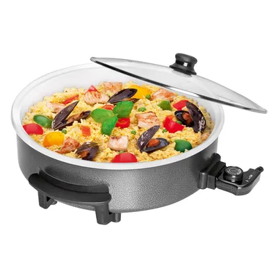Produktbild von Clatronic® Partypfanne | Multifunktionspfanne zum Kochen, Braten und mehr | Keramikbeschichteter Bräter mit Deckel | Elektrischer Topf mit Thermostat | PP 3570 C