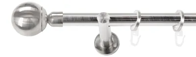 Produktbild von SN Deco Gardinenstange Reims, 19 mm, 1-läufig, Stahl, Komplett-Set mit Ringen, Auflageträger, 180 cm, edelstahl optik