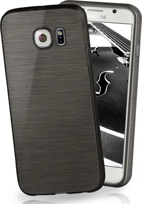 Produktbild von moex® Brushed Case kompatibel mit Samsung Galaxy S6 - Hülle aus Silikon, Schwarz