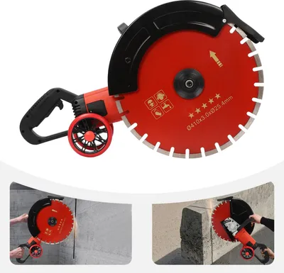Produktbild von Elektrischer Betonschneider - Diamanttrennsäge - 4000 W - 220 V EU-Stecker - Ø410 mm Scheibe - 165 mm Schnitttiefe - 3000 U/min - Nassschnitt mit Pumpe - Rot