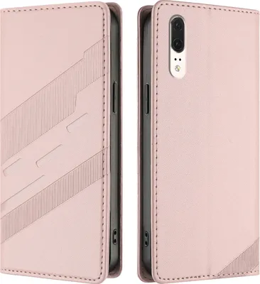 Produktbild von Hülle für Huawei P20, Kunstleder Brieftaschen Handyhülle mit Kartenfach und Standfunktion Pink