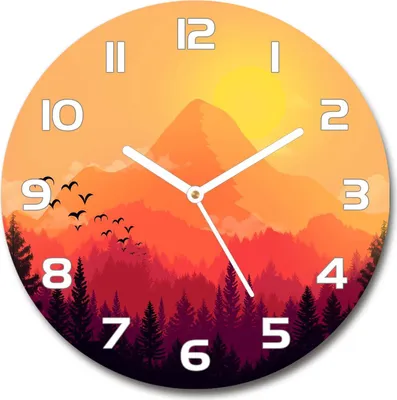 Produktbild von Wanduhr aus Glas 30fi Glasbild Glasuhr Gehärtetes Glas - weisse-zeiger - Mountain landscape