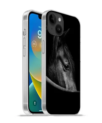 Produktbild von MuchoWow® Handyhülle Schutzhülle Hülle für Apple iPhone 14 Plus - Soft case Pferde - Porträt - Schwarz - Tiere Silikon Softcase Handy Hülle - Abbildung