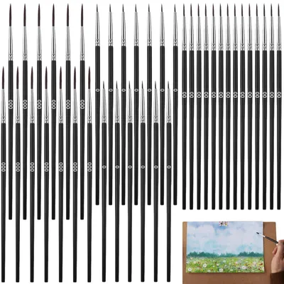 Produktbild von Feine Pinsel Set - 40-teilig - Präzisionspinsel für Acryl, Aquarell, Modellbau, Malen nach Zahlen und Basteln