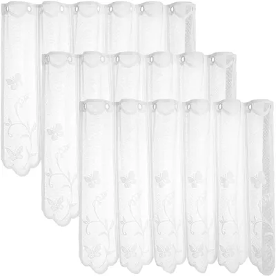 Image de Rideaux semi-transparents - Lot de 3 rideaux de style bistrot, dimensions 45 x 130 cm