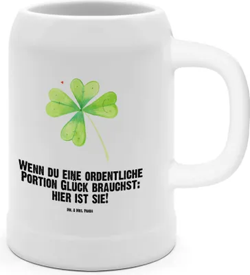 Produktbild von Mr. & Mrs. Panda Krug Blume Kleeblatt - Weiß - Geschenk, Humpen, Umzug, Blumen, Seidel, Keramikkrug, Glücksbringer, Glück, Bierbecher, Motivation, Neuanfang, Steinkrug