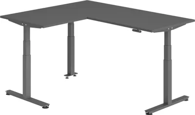 Produktbild von bümö Eckschreibtisch elektrisch höhenverstellbar L-Form - Nachbildung: Graphit, Gestell: Graphit, Größe: Eckschreibtisch 180 x 160 cm