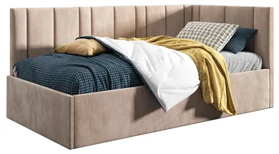 Produktbild von Belvedo Polsterbett 90x200 cm - Beige - mit Bettkasten - Stoff Riviera 24 Samt - Supreme Prato