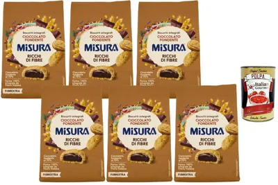Produktbild von Italian Gourmet - Fibrextra, Vollkornkekse mit Zartbitterschokolade 70% – 6 x 260 g (1,56 kg), Ballaststoffreich, Gefüllte Kekse, Italienische Vollkornkekse + Italian Gourmet Polpa