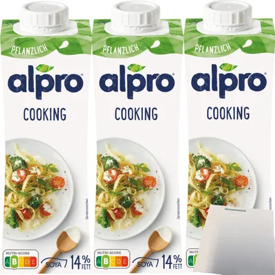Produktbild von Alpro Soja Cuisine zum Kochen 3er Pack (3x250ml Packung) + usy Block