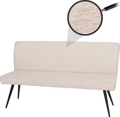 Produktbild von Sitzbank MCW-K16, Esszimmerbank Bank Polsterbank, Rückenlehne Stoff/Textil Bouclé Metall 160cm  creme-beige