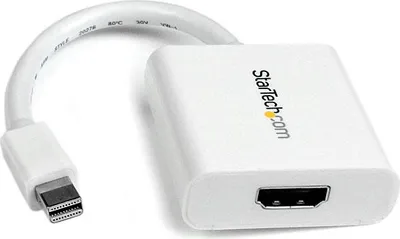 Produktbild von StarTech.com Mini DisplayPort auf HDMI Adapter - mDP zu HDMI Video Kabel - 1080p - Mini DP oder Thunderbolt 1/2 Mac/PC auf HDMI Monitor/Bildschirm - Passiver mDP 1.2 auf HDMI Dongle - Weiß, 0,12 m, Mini-DisplayPort, HDMI, Stecker, Buchse, Gerade