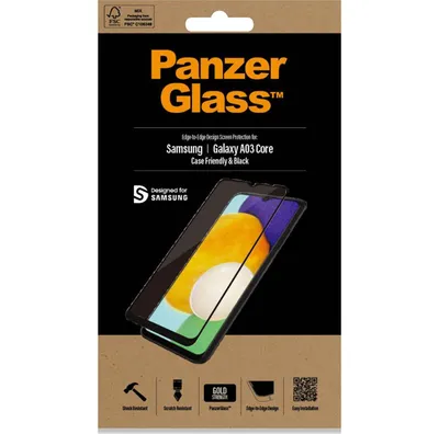 Produktbild von PanzerGlass Edge to Edge  Samsung Galaxy A04s Gehärtetes Glas Displayschutz - Hüllenfreundlich - Schwarz