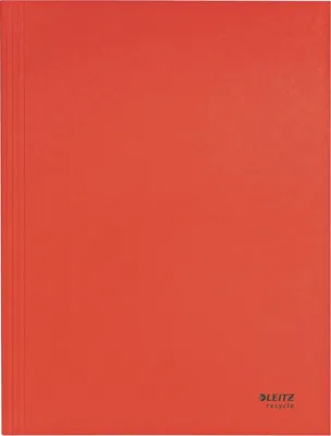 Imagen del producto de 10 carpetas Leitz 3906-00-25 Jurismappe, fabricadas con material reciclado, formato A4, capacidad para 250 hojas, cartón (RC), color rojo