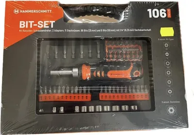Produktbild von Hammerschmitt Bit Set 106 teilig mit Ratschen Schraubendreher im Koffer