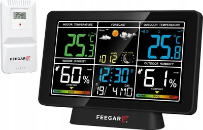 Zdjęcie produktu dla Stacja pogody pogodowa bezprzewodowa meteo Feegar 7,5" Barometr Higrometr