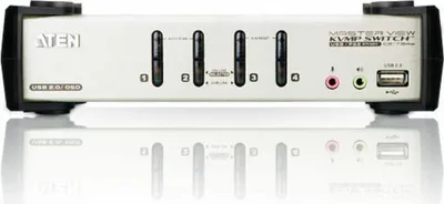 Produktbild von ATEN 4-Port PS/2-USB VGA/Audio KVMP™ Switch mit OSD, 2048 x 1536 Pixel, QXGA, 1,02 W, Schwarz, Metallisch