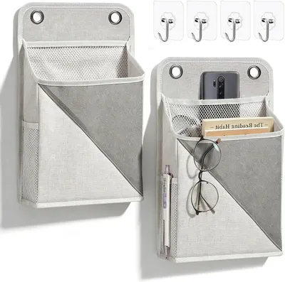 Imagen del producto de Organizador colgante de tela, 2 unidades, con 4 ganchos, ideal para camping y caravanas