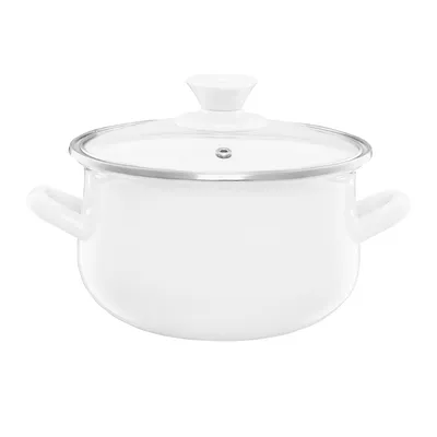 Produktbild von Kochtopf emailliert mit Deckel Pyza Suppentopf Gemüsetopf creme 20 cm 3,8 l EMALIA OLKUSZ