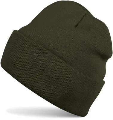 Produktbild von styleBREAKER Uni Strickmütze Beanie Umschlag Polyacryl, Oliv