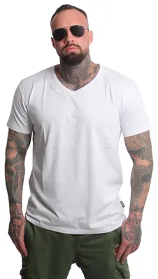 Produktbild von Yakuza Herren Bare Regular Basic V-Neck T-Shirt, Weiß, 5XL
