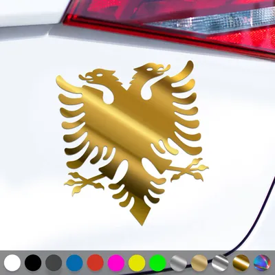 Produktbild von PantherPixel Albanien Aufkleber Shqiperia Wappen Adler Albania Sticker Auto Geschenkidee Farbe Chrom-Gold