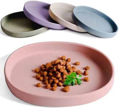 Productafbeelding van Ibenzoa® siliconen voerbak voor katten, stijlvolle, asymmetrische vorm, antislip, geurneutraal, geschikt voor de vaatwasser en vriezer, vrij van schadelijke stoffen